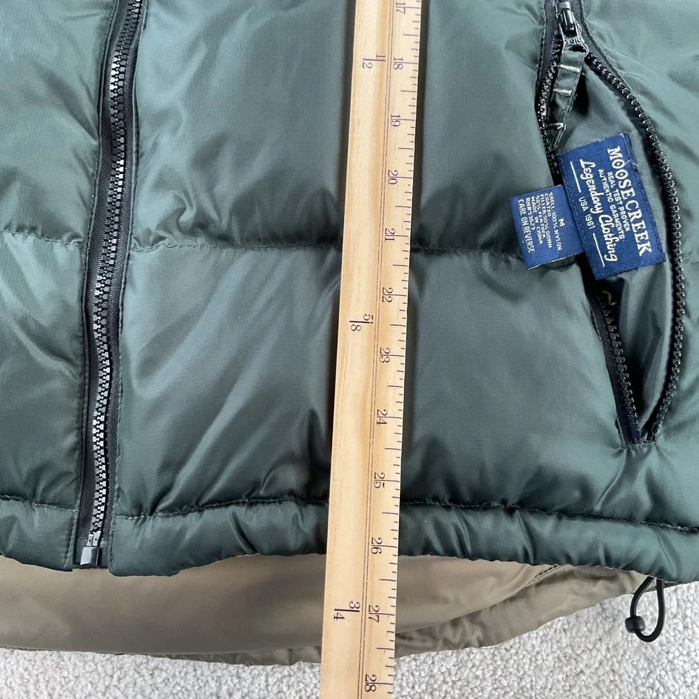 Moose Creek Mens Down Puffer Jacket Forest Green Removable Hood Ripstop Medium